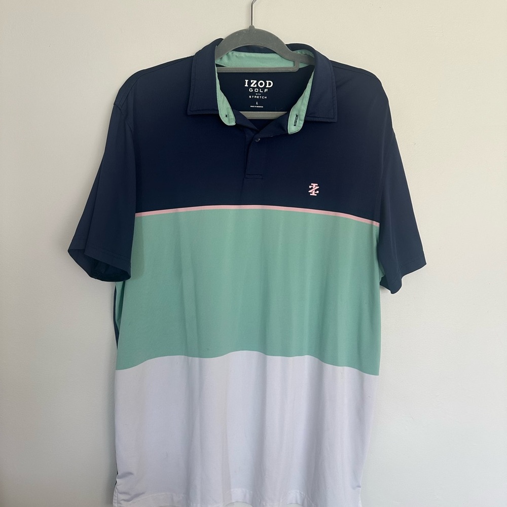 IZOD Men’s Golf‎ Polo Shirt Colorblock Stretch Size L